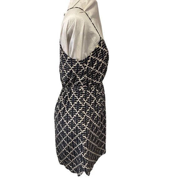 Madewell Black & White Leaf Print Silk Sleeveless Mini Dress Size 0 - Picture 3 of 5